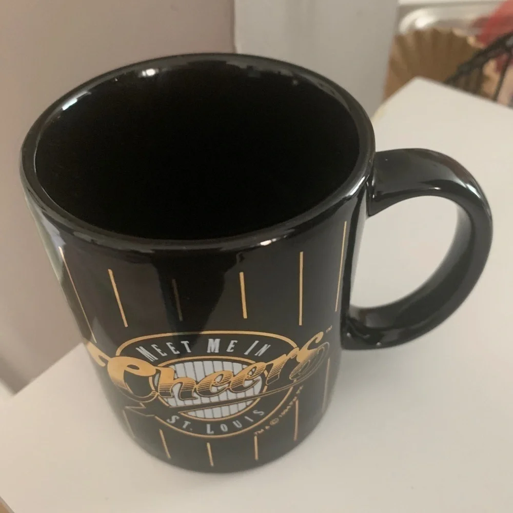 Cheers St Louis Coffee Mug Black with Gold Trim 1994